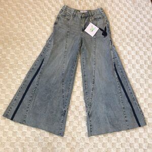 Playboy NWOT Light Wash Wide-Leg Flared Jeans with Side Stripe
